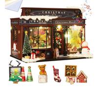 Montidey Kit de casa de muñecas en miniatura y muebles, mini casa de muñecas de madera 3D, modelo artesanal con cubierta a prueba de polvo y movimiento musical, regalo de Navidad, día de San Valentín