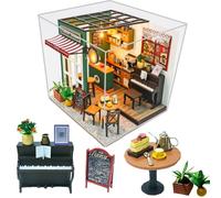 Montidey Kit de casa de muñecas en miniatura y muebles, modelo de casa de muñecas de madera 3D con cubierta antipolvo, idea creativa de habitación para regalo de cumpleaños del día de San Valentín