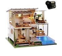 Montidey Kit de muebles de casa de muñecas en miniatura, casa de muñecas de madera grande con movimiento musical, habitación creativa para regalo del día de San Valentín (elegante y silencioso)