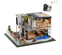 Montidey Kit de muebles de casa de muñecas en miniatura, casa de muñecas de madera grande con movimiento musical, habitación creativa para regalo del día de San Valentín (West Creek House)