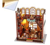Montidey Mini casa de muñecas de madera 3D modelo artesanal con cubierta a prueba de polvo y LED, kit de casa de muñecas en miniatura y muebles, idea creativa de habitación para regalo de cumpleaños