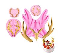 Montidey Molde de silicona de cuerno de ciervo de alce de Navidad para decoración de postres de chocolate molde de caramelo de chocolate hecho a mano de jabón DIY decoración de pasteles suministros para hornear herramientas