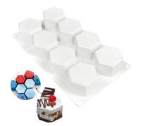 Montidey Moldes de silicona con forma hexagonal de 8 cavidades, molde para hornear pasteles de mousse, molde de silicona para hornear pasteles, molde de postre francés para pastelería, chocolate