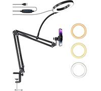 MONTIHOLD Soporte de cámara Superior con Anillo de luz, trípode para cámara de teléfono, cámara Web, Soporte de Brazo de Tijera Ajustable de suspensión