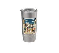 Montmartre París Francia Calle Artística Viajes Vintage Vaso térmico de acero inoxidable de doble pared