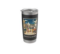 Montmartre París Francia Calle Artística Viajes Vintage Vaso térmico de acero inoxidable de doble pared