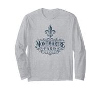 Montmartre Paris Francia Ornate Fleur-De-lis Navy Print Manga Larga