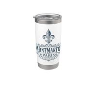 Montmartre Paris Francia Ornate Fleur-De-Lis Navy Print Vaso térmico de acero inoxidable de doble pared