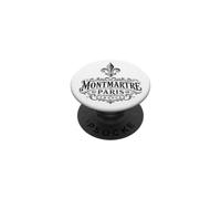 Montmartre Paris Francia Ornate Flor de lis Negro Impresión PopSockets PopGrip Adhesivo