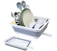 MontNorth Escurreplatos plegable con tapón de drenaje y boquilla giratoria, ahorro de espacio, escurridor de platos portátil para cocinas, caravanas, campistas y remolques de viaje