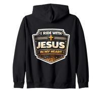 Monto con Jesús en mi corazón Motocicleta Motocicleta MX Sudadera con Capucha