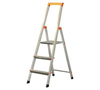 Monto Escalera de tijera (Altura de trabajo: 2,65 m, Número de peldaños: 3 ud., Carga soportada: 150 kg, Aluminio)