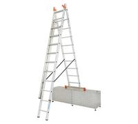 Monto Escalera multiusos (Altura de trabajo: 7,65 m, Número de peldaños: 30 ud., Carga soportada: 150 kg, Aluminio, Apto para escaleras)