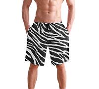 MONTOJ Animal Skins Zebra Print Beachwear hombres pantalones cortos ajustable cordón 1 L