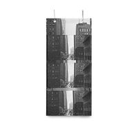 Montoj Chicago City - Organizador de puerta en blanco y negro para cuarto de baño