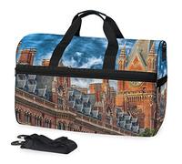 MONTOJ London - Bolsa de lona de gran tamaño con diseño de iglesia roja para viajes, para el fin de semana, Multi, Talla única