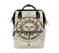 MONTOJ Mochila de lona con patrón de brújula de sol, mochila de viaje