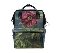 Montoj - Mochila de Lona con Pintura al óleo, diseño de Flores Rojas