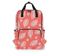 MONTOJ Mochila de Viaje, Color Blanco, Flores pequeñas, Hojas Grandes, Mochila Escolar