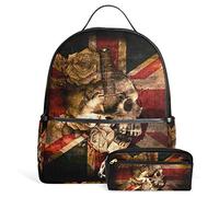 Montoj - Mochila de Viaje con Bolsa de Maquillaje, diseño de Calavera de la Bandera de Reino Unido y Calavera de poliéster Unisex