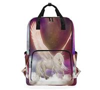 Montoj Mochila de Viaje con diseño de ángel Volando Caballo con Pelo Largo Mochila Escolar