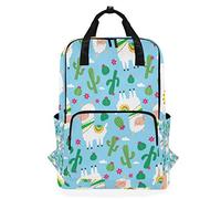 MONTOJ Mochila de Viaje con Sonrisas Happy Llama y Cactus Mochila Escolar