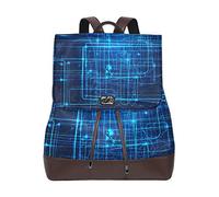 Montoj - Mochila de viaje de piel con patrón ligero de alta tecnología, color azul