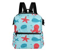 Montoj - Mochila de Viaje de Piel, diseño de Medusa y Pulpo