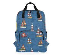 Montoj Mochila de Viaje para el Faro, Barco y Pulpo en el mar
