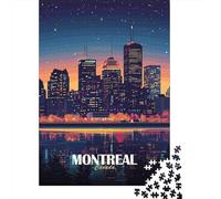 Montreal Horizonte Urbano Puzzle de 1000 Piezas Papel para Adultos Nocturno Silueta de Ciudad Puzzle para Toda la Familia Decoración Regalo 70x50cm/1000pcs