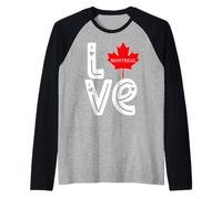 Montreal Love Home - Árbol de Navidad Canadiense con Bandera de Canadá Camiseta Manga Raglan