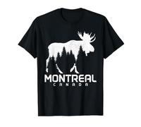 Montreal Quebec Canadá Vintage Souvenir Alce Naturaleza Camiseta gráfica económica, Hombre, Negro, M