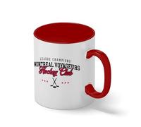Montreal Voyageurs Hockey Club Coffee Mug - Heated Rivalry Fan Merch - Shane Hollander BookTok Reader Gift Blanco Taza Aro y Mango Con Rojo Mug