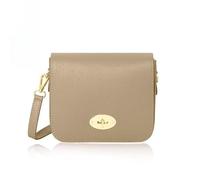 Montte Di Jinne Bolso bandolera pequeño italiano de piel auténtica para mujer, hecho a mano en Italia, cierre giratorio, correa ajustable, beige, Length: 19.5cm | 7.6", Height: 15cm | 5.9", Depth: 6cm