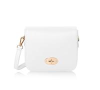 Montte Di Jinne Bolso bandolera pequeño italiano de piel auténtica para mujer, hecho a mano en Italia, cierre giratorio, correa ajustable, White, Length: 19.5cm | 7.6", Height: 15cm | 5.9", Depth: 6cm