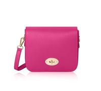 Montte Di Jinne Bolso bandolera pequeño italiano de piel auténtica para mujer, hecho a mano en Italia, cierre giratorio, correa ajustable, Fuchsia, Length: 19.5cm | 7.6", Height: 15cm | 5.9", Depth