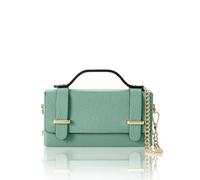 Montte Di Jinne Mini bolsa de piel italiana para mujer, hecha a mano en Italia, cierre magnético, correa de cadena desmontable, diseño estructurado con asa superior, Verde polvoriento, Length: 19 cm ｜
