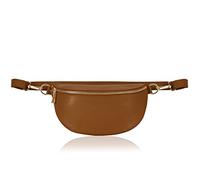 Montte Di Jinne - Riñonera de piel italiana con textura para mujer o bandolera con correa larga ajustable, marrón, Talla única