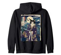 Montura de Gato samurái Vintage Fuji Ink Wash Arte japonés Sudadera con Capucha