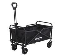MONTY Carretilla Trolley Plegable Negro | 55 litros, 60 Kg | Estructura Acero con Pintura Anticorrosión, Mango Telescópico y Ruedas Giratorias Todoterreno | 2 Portabotellas