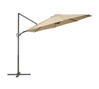 MONTY Parasol excéntrico alta RESISTENCIA, de Ø300 cm, Beige, mástil Ø48mm de Acero Marrón Topo, con Antiviento, Manivela y barra Estabilizadora, Elegante y Duradero, tratamiento Anti-corrosión