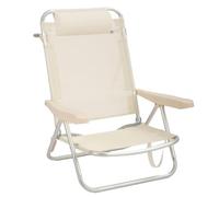 MONTY Silla de 4 Posiciones con Cojin en Color Beige. Fabricada en Aluminio y Textileno. Medidas 61 x 47 x 80 cm. Tubo de 22 mm de Grosor. Muy Comoda e Ideal para Dias de Playa.