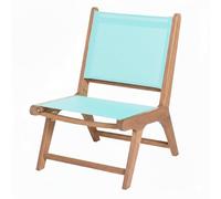 MONTY - Silla de jardín Baja Nina de textileno Turquesa y Estructura de Madera de Acacia, Elegante, Resistente y Duradera, Transpirable, para Exterior, Piscina, jardín y terraza