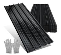 Monucep 24 chapas trapezoidales de 129 x 46 cm - 14 m², para techo de 0,25 mm, chapa perfilada de acero galvanizado para cobertizos, garajes e invernaderos, antracita, guantes de protección contra