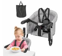 Monucep Asiento de bebé plegable con abrazadera reforzada (gris) - Portátil con bolsa de almacenamiento y lavable - hasta 18 kg - de lino