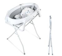Monucep Bañera plegable para bebé con soporte antideslizante, bañera para bebés con alfombrilla de baño, bañera para bebés recién nacidos