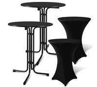 Monucep Juego de 2 mesas altas plegables de 80 cm de diámetro y 110 cm de altura, altura regulable, resistente a la intemperie, mesa plegable, mesa de bar, mesa de bar, boda, recepción, redonda, color