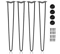 Monucep Juego de 4 patas de mesa Hairpin, 61 cm, metal negro, para manualidades, para muebles, 2 puntales, para escritorio, mesa de comedor, mesa de café, mesa de café