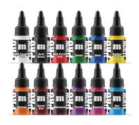 Monument Hobbies Pro Acryl Base Set de pinturas acrílicas para modelos de plástico, pintura en miniatura, tapa sin obstrucciones, viene cargado con agitador de vidrio