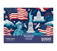 Monumentos Americanos Puzzle de 1000 Piezas Papel Puzzle para Adultos Escenario Patriótico Puzzle para Toda la Familia Decoración Relajante 52x38cm/1000pcs 52x38cm/1000pcs